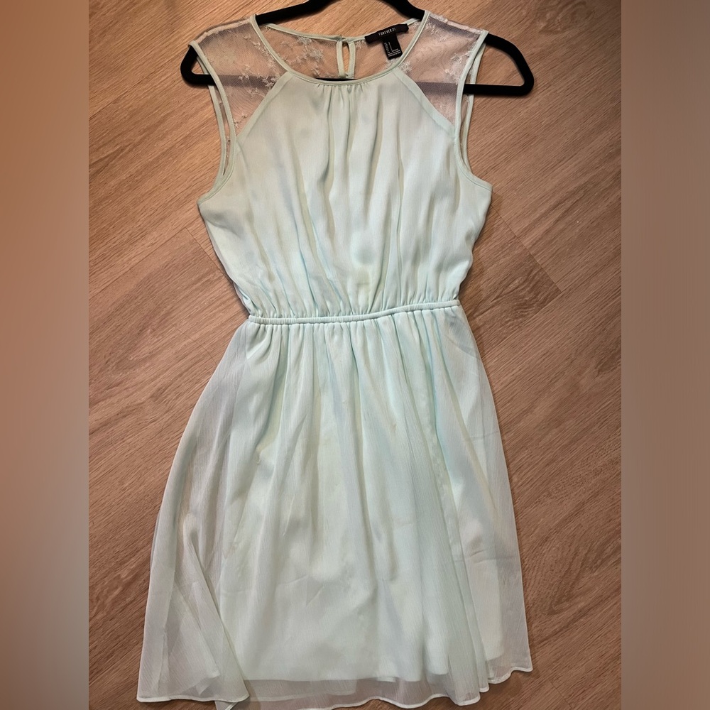 Mint chiffon lace dress